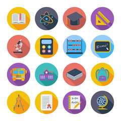 Education flat color icon on the circle