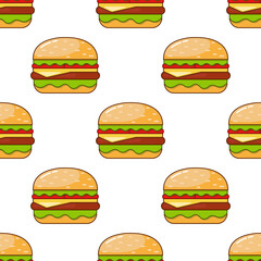 Seamless pattern with the image of a burger. Vector illustration.