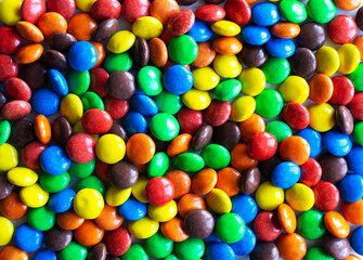 Colorful candy background, top view