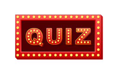 Retro light text quiz time. Retro light bulb. Vector stock illustration