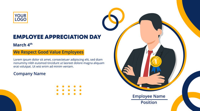 Employee Appreciation Day Banner Design With An Employee Of The Year Winner