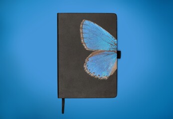 book cover with beautiful butterfly wings on the desk