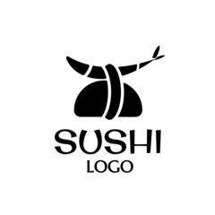 vector image shrimp sushi logo template. minimalistic design black silhouette. sushi icon. illustration isolated vector sign symbol. Japanese traditional cuisine, tasty food sign. asian sushi bar 