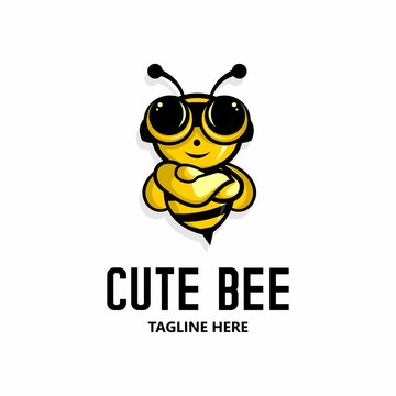 vector illustration of cute wasp logo, animal cartoon character