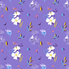 Obraz na płótnie Canvas Seamless pattern. Bright flowers. Floral background. Nature illustration for wrapping paper, textiles, decorations.