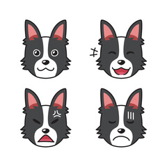 Set of character shepherd dog faces showing different emotions for design.