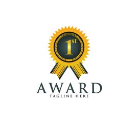 Award vector logo template with success, winner, badge, champion, prize, first.