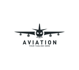 Aviation vector logo design template with flight, airplane, travel, transport, airport, airborne.