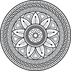 Mandala pattern black and white. Islam, Arabic, Pakistan, Moroccan, Turkish, Indian, Spain motifs.vector in illustration