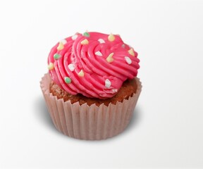 Cup Cake with pink butter cream, food concept