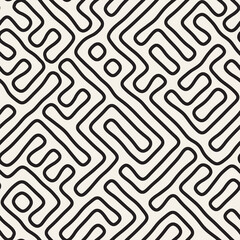 Vector seamless pattern. Repeating geometric abstract elements. Stylish monochrome background design.