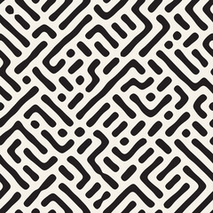 Vector seamless pattern. Repeating geometric abstract elements. Stylish monochrome background design.