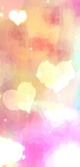 beautiful paint like illustration of colorful gradient color with glitter glow and heart shape bokeh