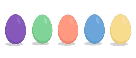 set of colored plain easter eggs