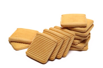 Shortcake biscuits with milk and honey isolated on white