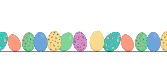 seamless pattern of colored easter eggs, yellow, green, etc.