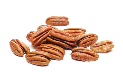 Pecan nut isolated on white  