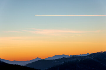 Beautiful morning dawn panorama mountains sunrise