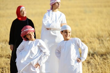 Arabic family in nature , high quality photo 