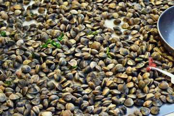 Fresh and healthy seafood for sale at a market in Spain