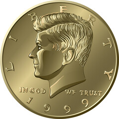 United States coin Half dollar with John F Kennedy on obverse - obrazy, fototapety, plakaty