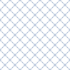 Seamless blue checked pattern on white background.