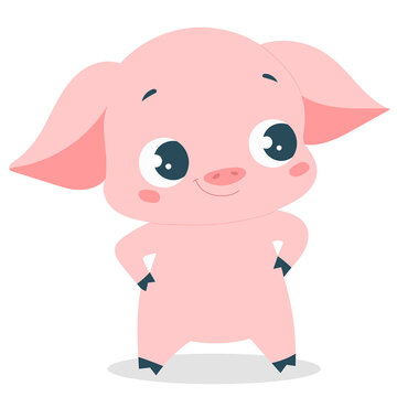 Illustration of a cute cartoon pig