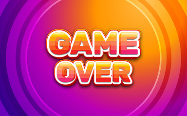 Fototapeta premium Game text, game over colorful cartoon style 3d editable text effect.