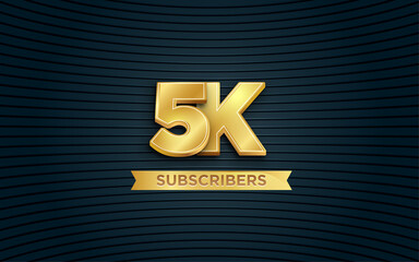 5k subscribers Banner templete with 3d editable text effect. - obrazy, fototapety, plakaty