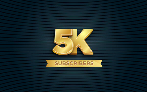5k subscribers Banner templete with 3d editable text effect.