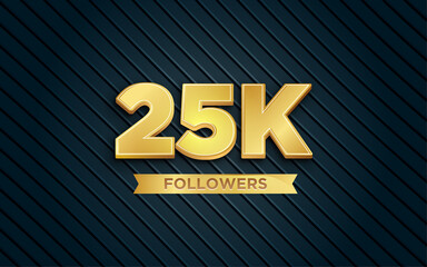 25k subscribers Banner templete with 3d editable text effect.