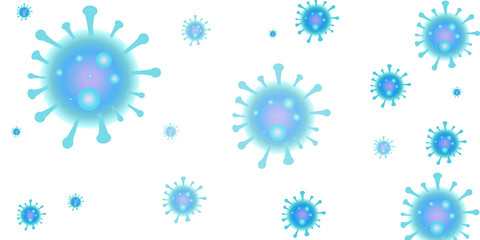 Seamless pattern with viruses. Coronavirus on white background with neon effect and red flash. Vector illustration 
