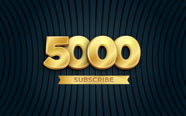 5000 subscribers Banner templete with 3d editable text effect.