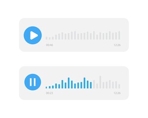 Set voice messages icon with sound wave. Sms template bubbles for compose voice dialogues. Message bubble for social media. modern flat style. Vector