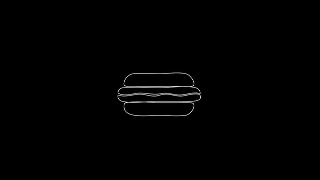 white linear burgers silhouette. the picture appears and disappears on a black background.