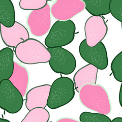Creative apple seamless pattern in doodle style. Fruis wallpaper.