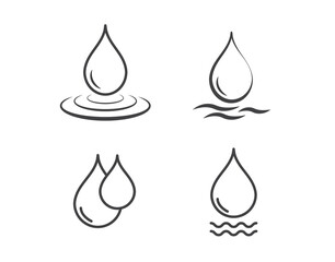 Water drop line icon set. Line water wave. Vector illustration