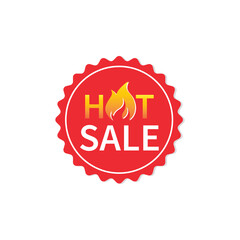 Hot sale badge. banners, price tags. Red badge sticker. Discount label. Vector illustration