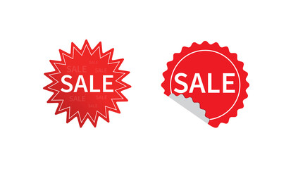 Sale badges. Sale banners, price tags. Red starburst stickers. Discount label. Vector illustration