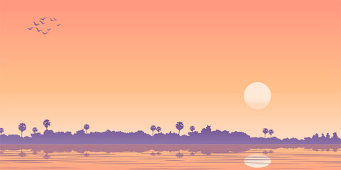 background of river of tropical area,vector illustration