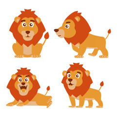 collection of lion clip art with cartoon design,vector illustration