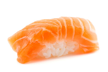 One salmon sushi isolated on white