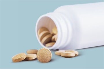 Oral antiviral pills against Covid-19. Container of  antiviral treatment