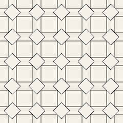 Vector seamless pattern. Repeating geometric abstract elements. Stylish monochrome background design.