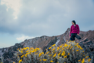 Woman hiking in mountains in mexico