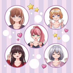 five ladies anime style