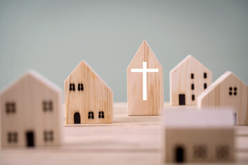 Village of church for catholics , community of Christ , Concept of hope , christianity , faith,...