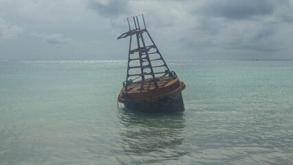 navigational or marker buoy in the sea