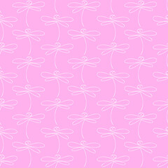 seamless repeat pattern with simple and cute white dragonfly on a pink background perfect for fabric, scrap booking, wallpaper, gift wrap projects