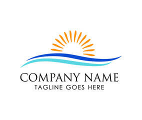 Mountain and Sun Logo template 